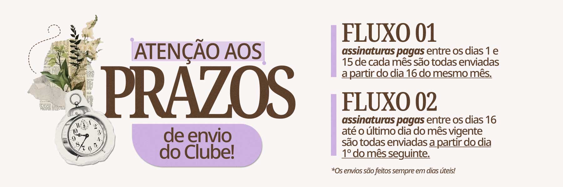 Prazos de Envio do Clube de Adesivos da Gabi